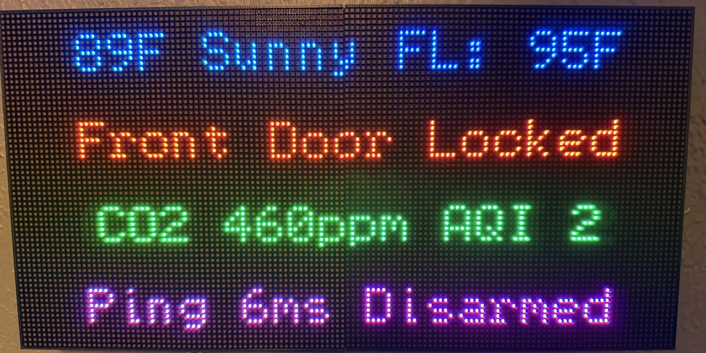 Live Home Assistant data on a wall-mounted LED matrix